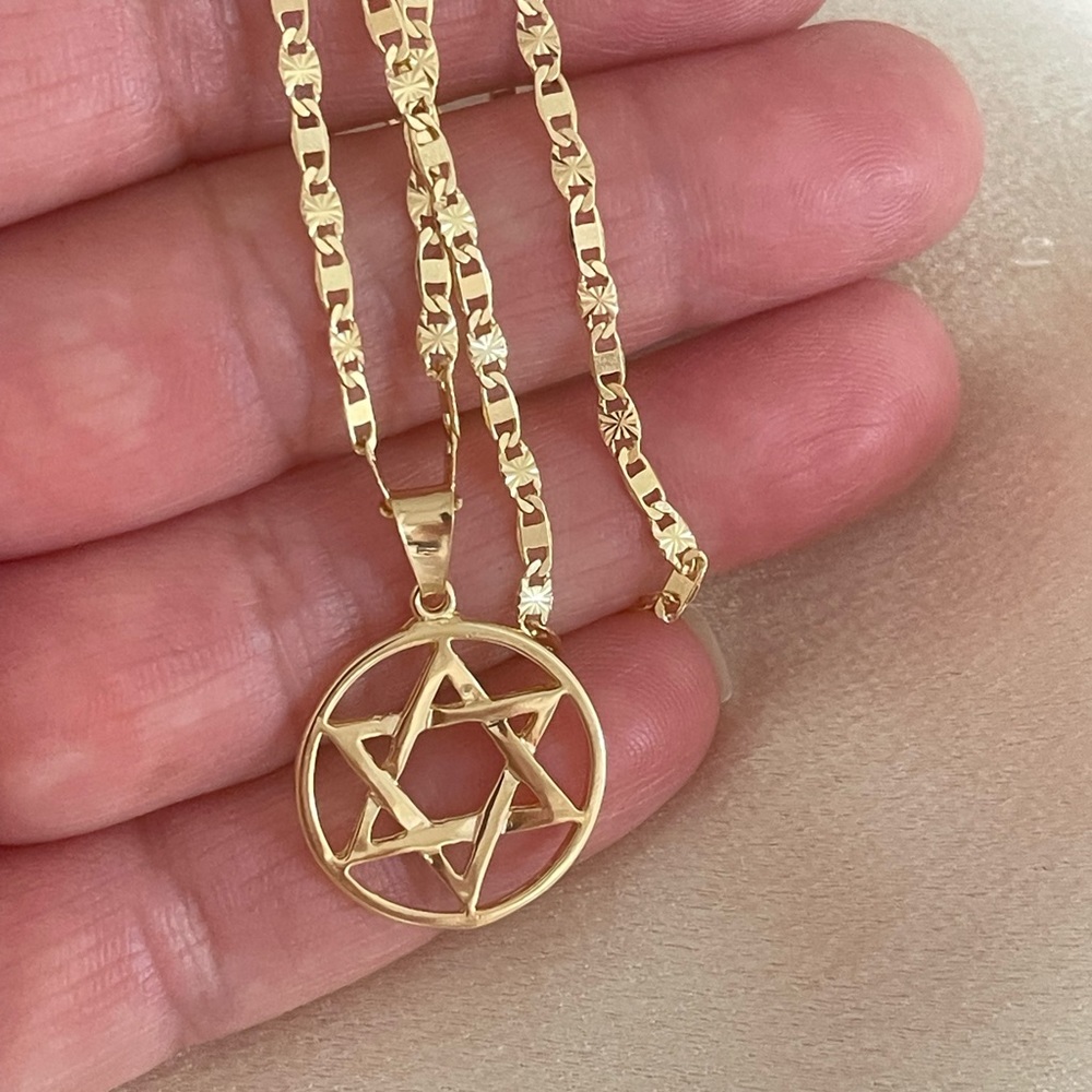 Star Of David Valentino Necklace | 18k Gold Filled Cadena La Estrella De…